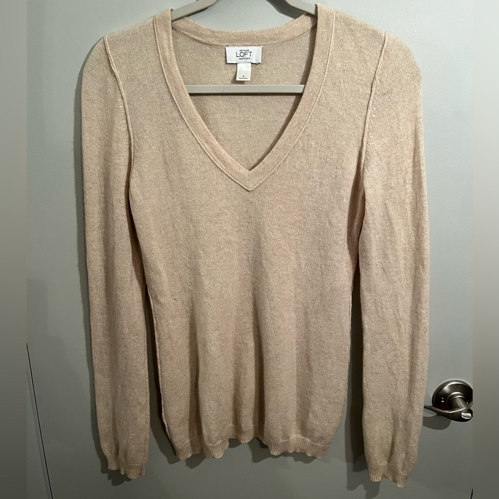 LOFT 100% Cashmere V-Neck Sweater
